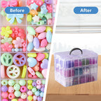 VTG Bead Organizer Box, 84 Pcs Small Organizers, 3-Tier Bead Storage Containers Portable Organizer and Storage Box Stackable Plastic Cases for Bracelet Making DIY Jewelry Nail Charms