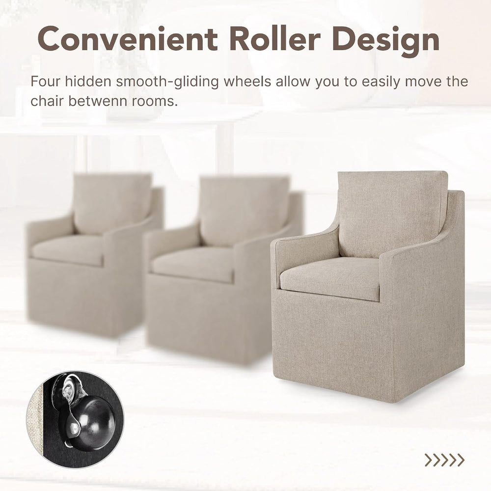 KISLOT Upholstered Dining Chairs Set of 1 with Washable Cover, Khaki | Modern...