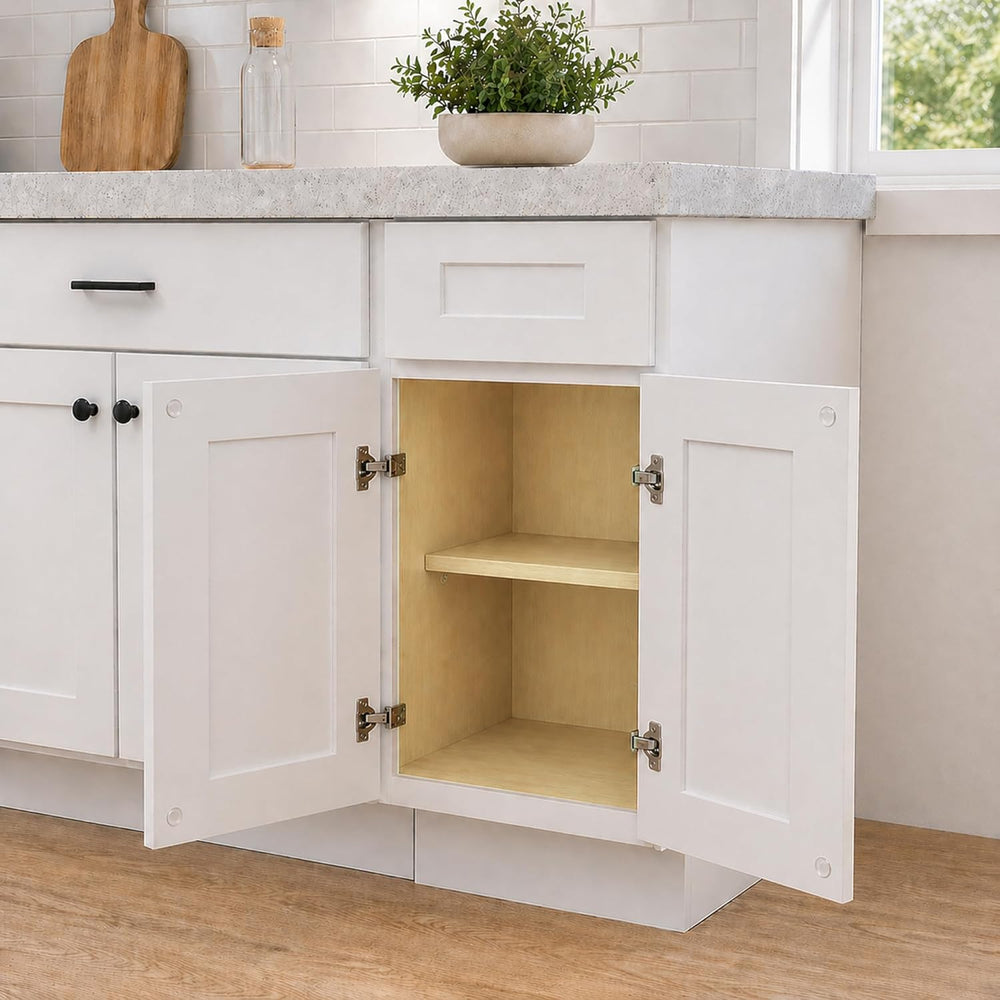 White Shaker Kitchen Base Cabinet 24 Inch, RTA B24 Cabinet with 1 Drawer, 2 S...