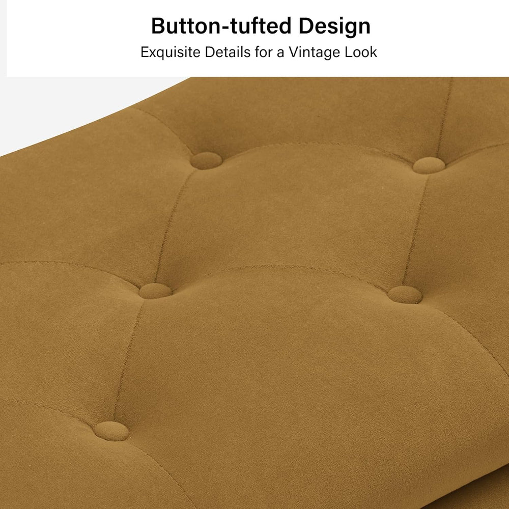 HULALA HOME Modern Velvet Storage Ottoman Bench with Gold Base & Nailhead...