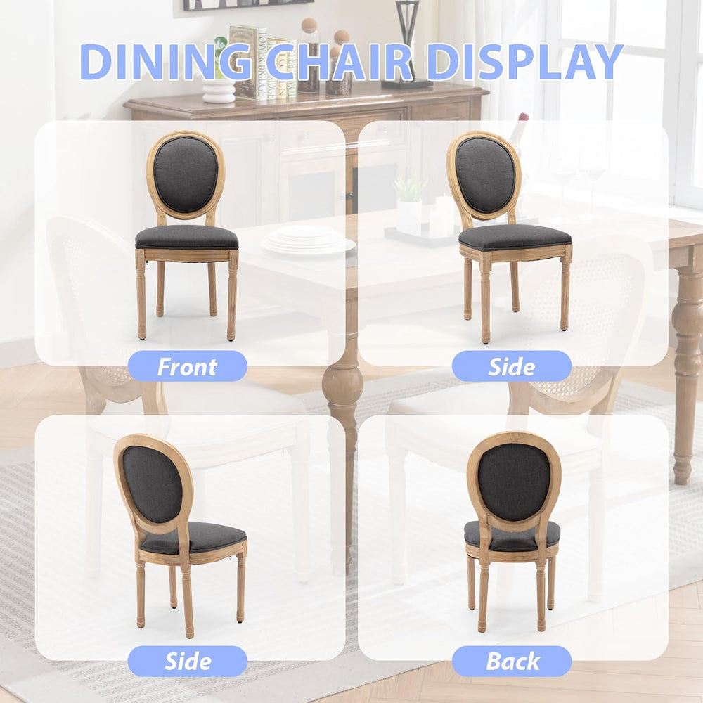 French Country Dining Chairs Set of 4, Upholstered Dining Room Chairs with Ro...