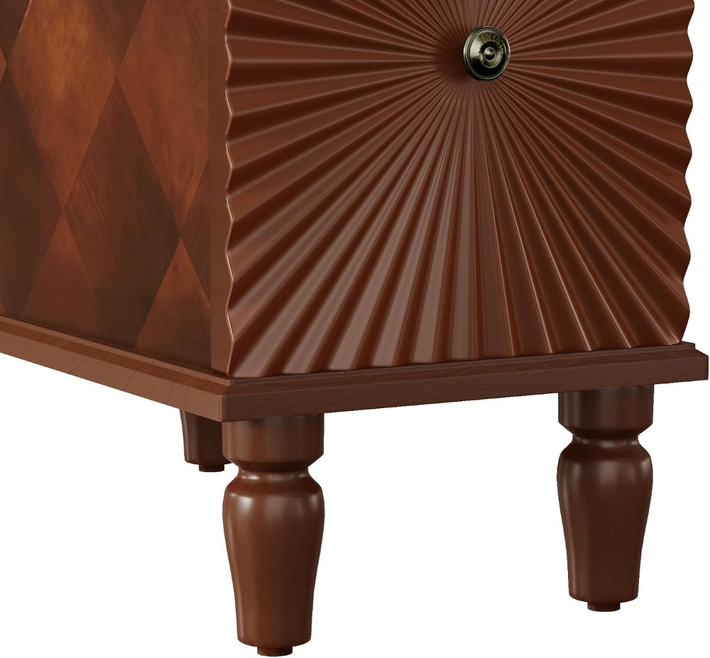 Narrow End Table with Charging Station，Modern Sofa Side Table with 2 Drawers，...