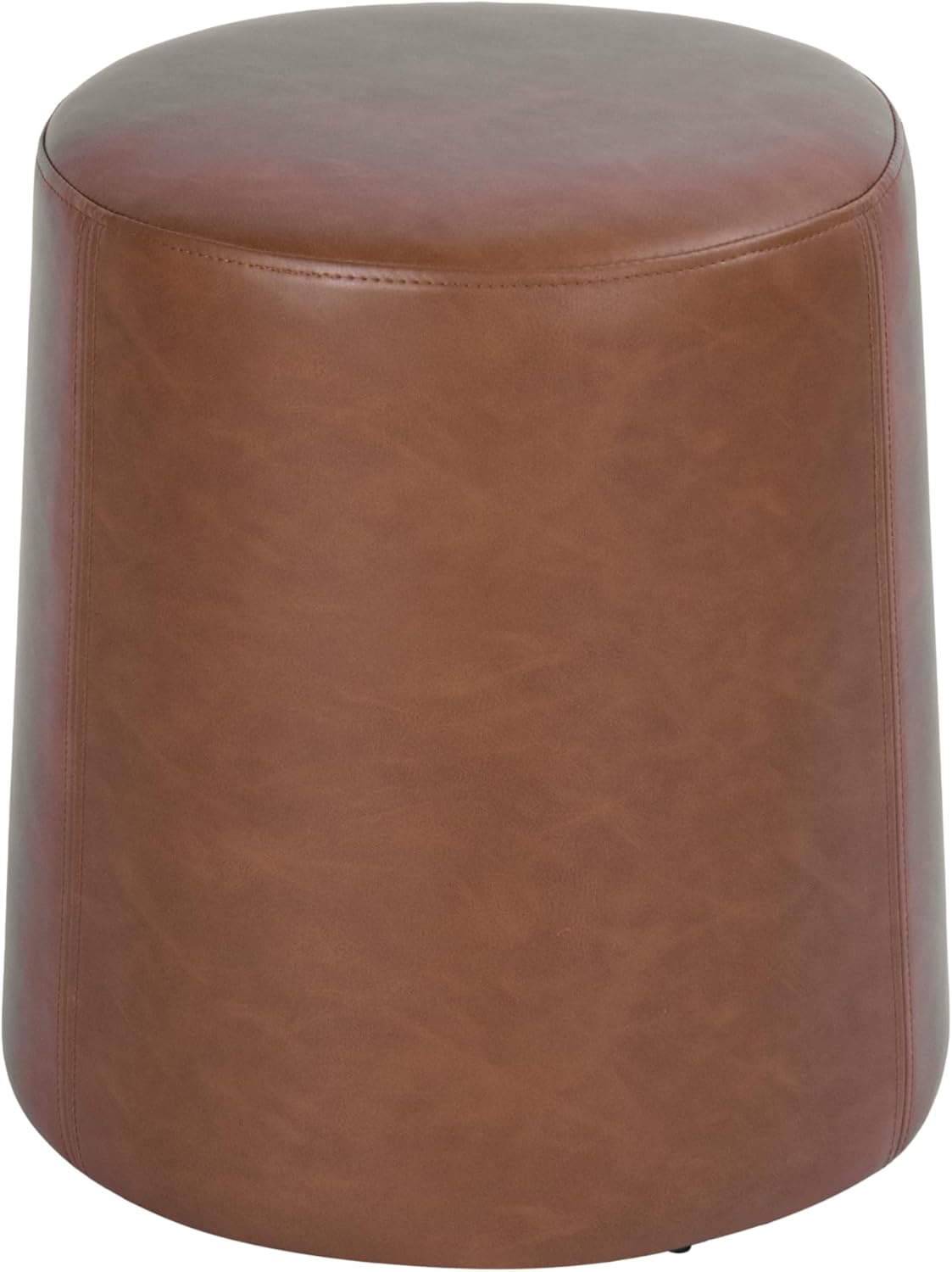 HomePop 17" Organic Shape Ottoman - Chestnut Faux Leather