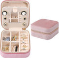 Dajasan Velvet Travel Jewelry Box, Mini Travel Jewelry Case, Small Portable Travel Jewelry Organizer Box with Mirror for Earrings Bracelets Rings Necklace (Pink)