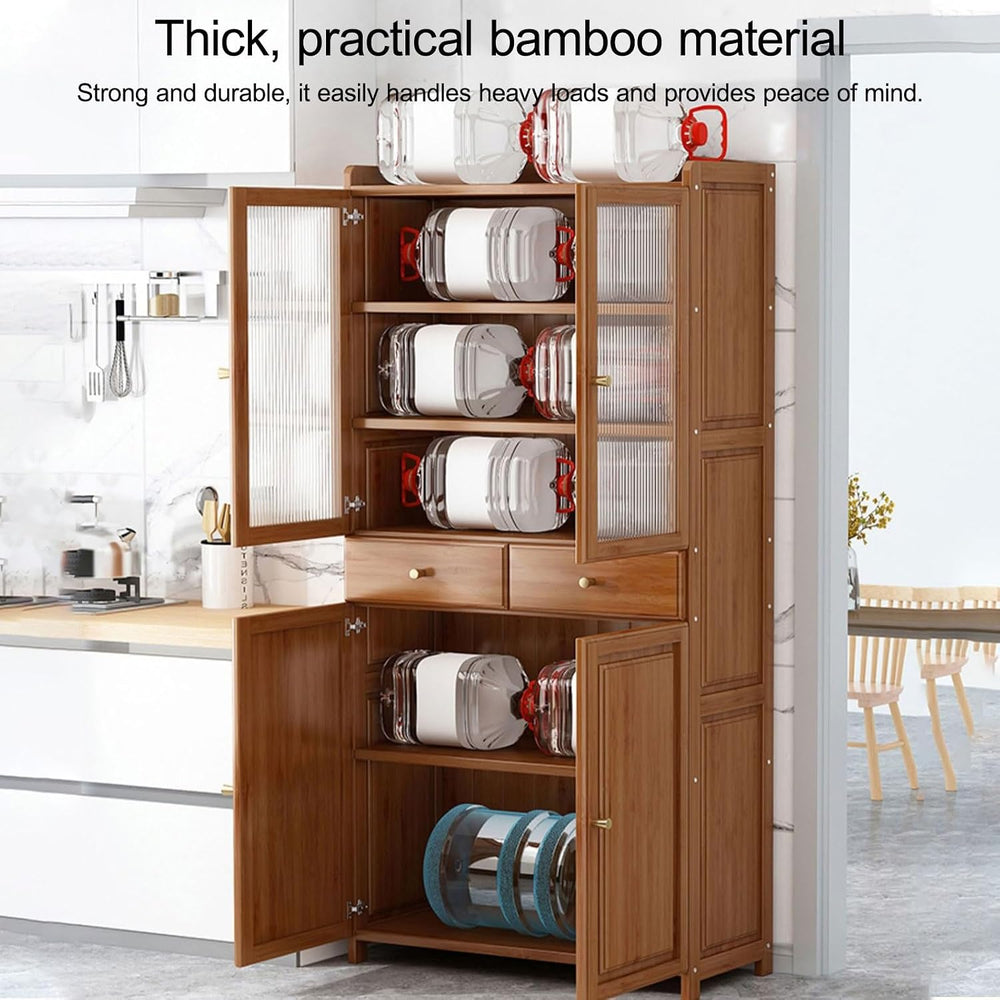 Tall Freestanding Food Storage Cabinet, Kitchen Pantry Storage Cabinet with D...