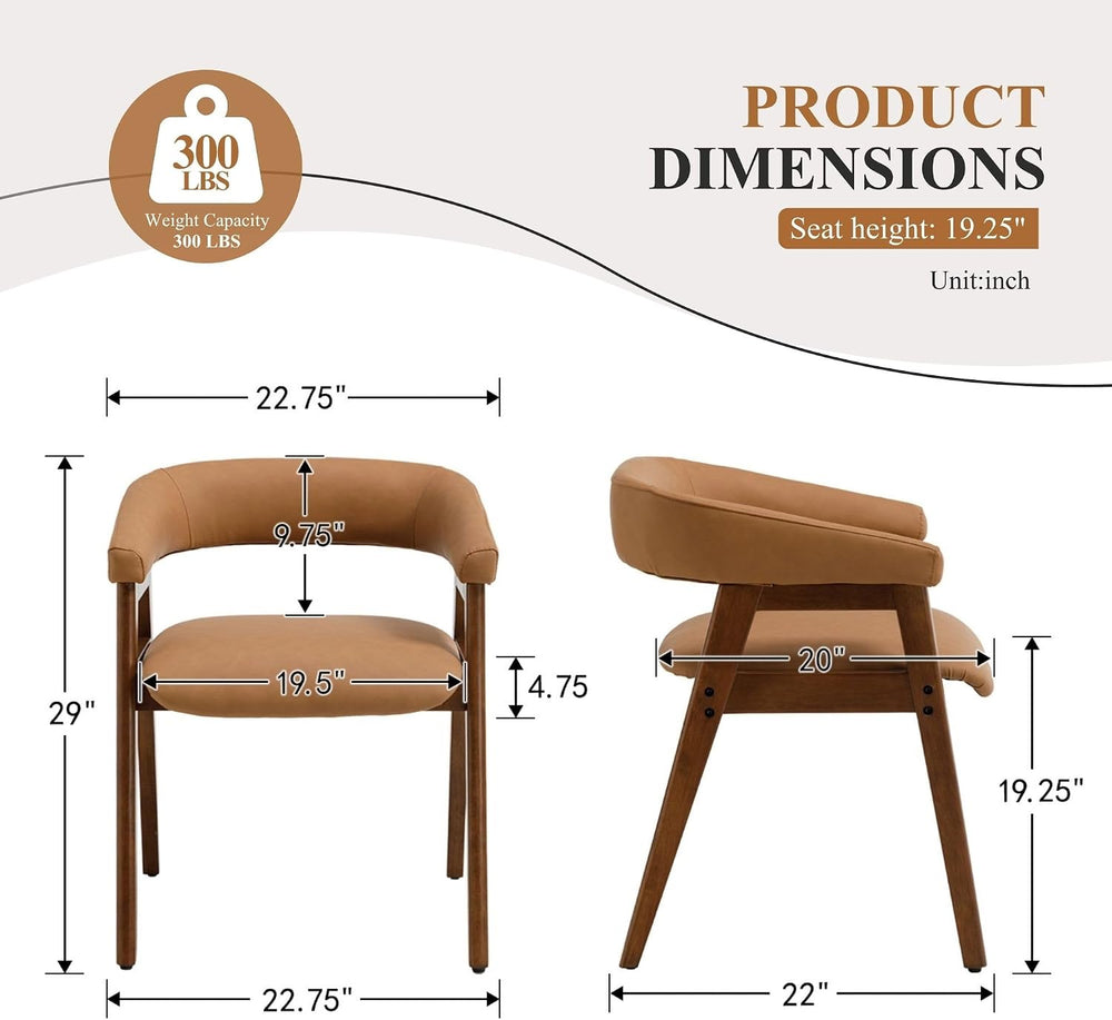 Dining Chairs Set of 6, Wooden Kitchen Chairs with Arms, Brown