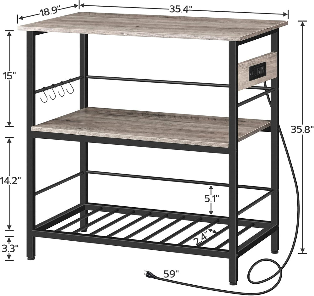 HOOBRO Kitchen Island with Storage, Kitchen Island Table with Power Outlet, 3...