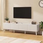 70.9” TV Stand for TVs up to 70,TV Console with Two Storage Compartments, Modern Entertainment Center with 6 Supporting Legs and Grooved Drawer Fronts, TV Stand for Living Room, Bedroom, White