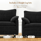 Vesgantti Large Modular Sectional Sofa, Big Comfy Cloud Couch with Ottoman Deep Seat Corduroy Cloud Sofa, 9 Seater Large Sectional Couches for Living Room, Bedroom and Apartment, Black