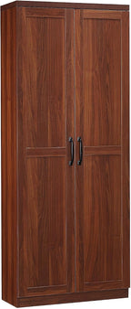 63" Tall Kitchen Pantry Storage Cabinet, 2-Door Freestanding Buffet with 5-Tier Shelving and 2 Adjustable Shelves, Buffet Sideboard for Kitchen, Dining Room, Brown