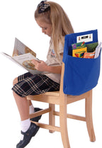 Seat Sack Student Chair Storage Pocket - 14", Single Pocket, Classroom Chair Organizer for Student Desks, Durable Over-the-Chair Storage, Blue, 1-Pack