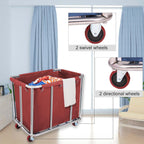 12 Bushels Laundry Cart for Commercial/Home,Heavy Duty Large Stainless Steel Rolling Laundry Basket with Wheels，for Hotel, School, Laundry,260LBS Load