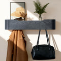 Wall Coat Rack Floating Shelves Modern Coat Rack Wall Mount with Storage Entryway Shelf Wooden Hanger 20 Inch 4 Hidden Metal Hooks for Living Room Bedroom (Black, 5 Hooks)