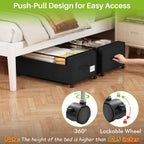 Webetop Under Bed Storage Containers with Wheels,12 inch Under the Bed Storage Bins with Clear Lid for Underneath Small Spaces Dorms, Blankets (2 Pack, 30.7"x17.3"x12")