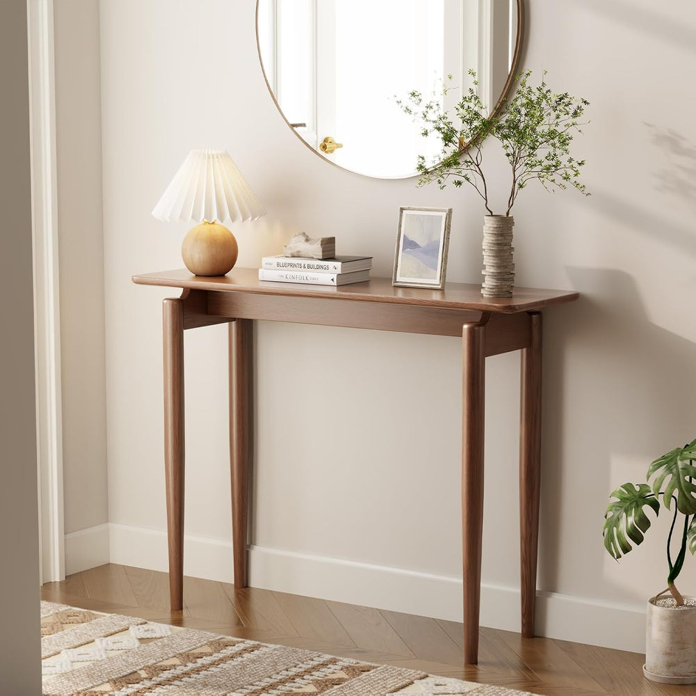 AQIMUELE Wood Console Table Walnut Entryway Table, Thin Console Table, Sofa T...