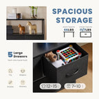 DUMOS TV Stand, Dresser with 5 Fabric Storage Drawers, Media Console Featuring Open Shelf for TV, Compact Entertainment Unit for Bedroom, Living Space, or Dorm Organization, Black