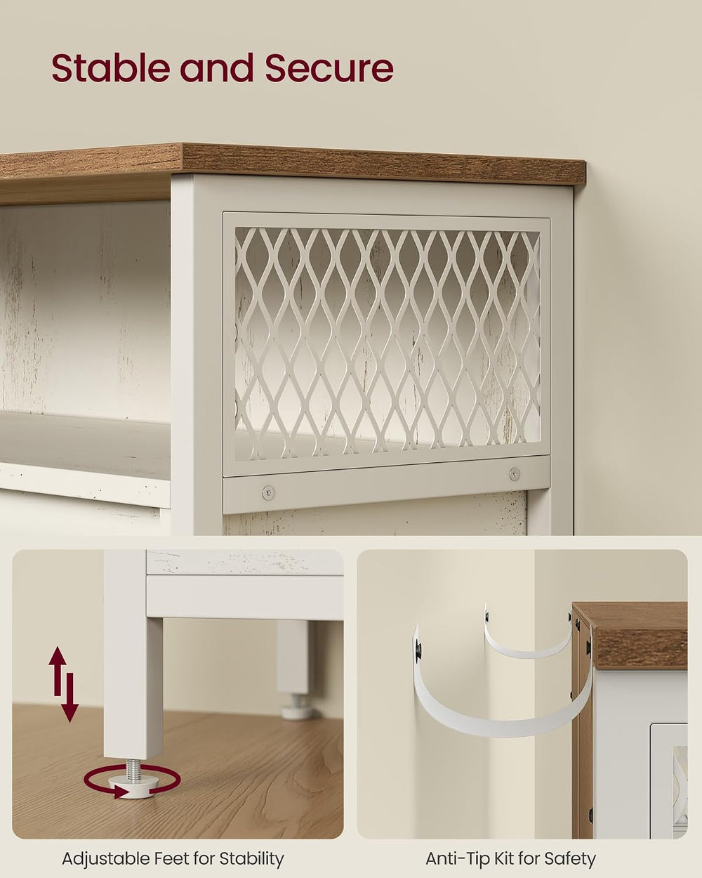 VASAGLE Buffet Cabinet, Coffee Bar Storage Cabinet, Sideboard with 1 Sliding ...