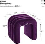 Flouki Velvet Vanity Stools, Multifunctional Arch Ottomans, Small Arch Ottoman, Ottomans for Bedroom, Dorm, Side Table Seat for Living Room, Entryway (Purple)