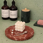 8 Inch Natural Marble Jewelry Ring Dish Tray for Women Home Decor | Real French Red Marble, multi-purpose tray for jewelry, keys, candies & nuts, lovely nightstand decorative gift for ladies