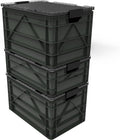 SIDIO CRATE Pro Pack - Two Full Size and One Half Size Heavy Duty Stackable Storage Bins, Totes and Containers with Lids and Dividers - Durable Organizer for Home, Office, Garage, and Outdoor Use