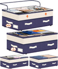 Dolicer 4 Pack Under Bed Storage with Wheels, 6in-10in Height Adjustable Underbed Storage Containers, 92L XXXL Under Bed Drawers Rolling Bin with Clear Lids for Dorm Shoes Clothes Organizers(Blue)