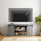 YESHOMY TV Stand for Televisions up to 65 Inches, with Sliding Barn Doors and Storage Cabinets, Console Table and Media Furniture for Living Room, 58 Inch, Gray
