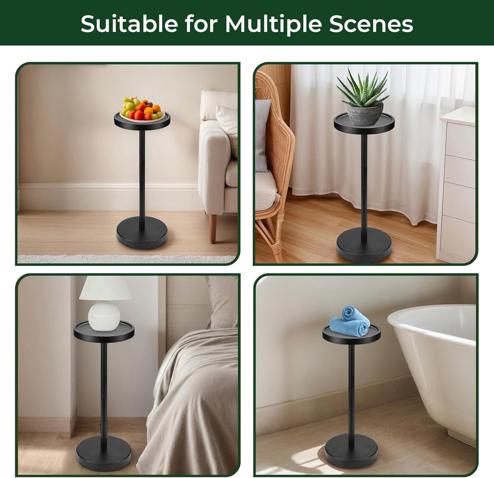 Solid Wood Pedestal Side Table Black Color, Drink Pedestal, End Corner Table ...