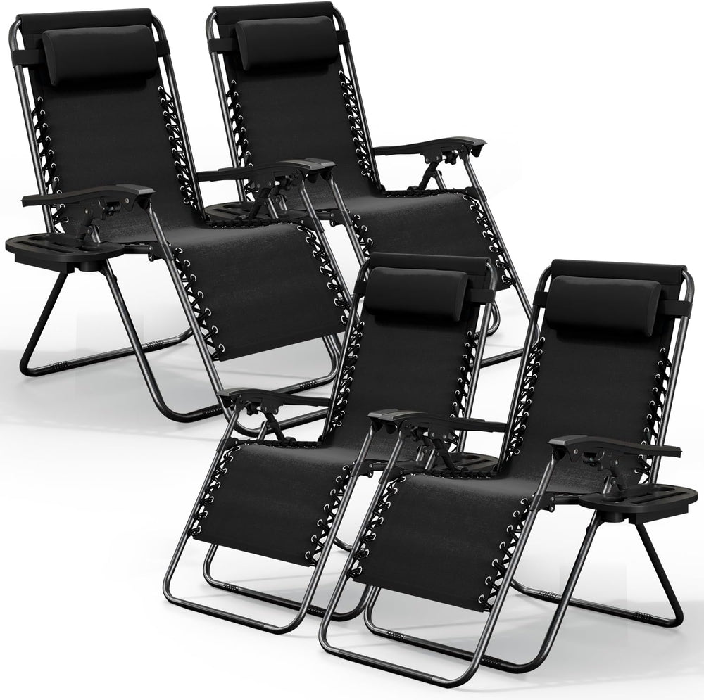 Nestl Zero Gravity Chairs Set of 4, Patio Lounge Chair Outdoor with Pillows &...