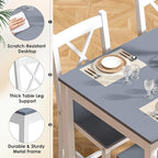 SogesPower Dining Table Set for 4, Wood Rectangular Kitchen Dining Table Set with 4 Chairs, 5-Piece Space-Saving Kitchen Table Set for Dining Room Small Space, Grey+White 43"