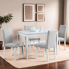 Dining Table Set for 4, 5-Piece Dining Room Table Set with Rectangular Crystal Decoration Table & 4 Upholstered Backrest Chairs, Counter Height Kitchen Sets with MDF Tabletop, White