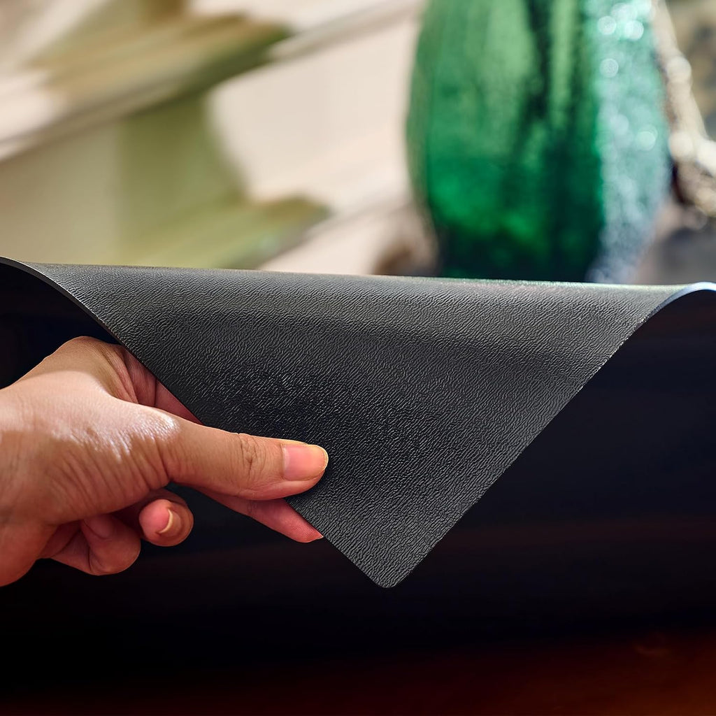 Black Table Cover Protector 24x14 Inch, 1.5mm Thick Heavy Duty PVC Table Pad, Waterproof Desk Mat & Dining Tablecloth, Cut to Fit Protector for Kitchen, Office Desk & Game Night Watch Soccer Party