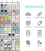 SAVERHO 40 Large Pockets Over the Door Shoe Organizer,Space-Saving Mesh Hanging Shoe Rack for Door Shoe Holder, Large Size 76.4" x 27.5" Ideal for Closet & Door Storage (White, 40 Pockets)