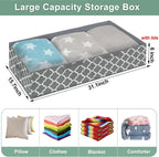 punemi Under Bed Storage Containers Bins With Lids, 6 Inches Tall Flat Underbed Clothes Storage W/Sturdy Sidewalls & Bottom, Low Profile Under Dorm Bed Storage Drawers With 3 Handles (Lantern Pattern)