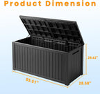 200 Gallon Resin Deck Box, Lockable Patio Outdoor Storage Box for Furniture, Garden Tools and Tools Storage, Waterproof Outside Storage Boxes - Black