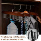 4 PCS Tie Holders for Closet, Belt Rack Wooden Bra Hangers for Closet Organizer with 32 Hooks Belt Holder Tie Hangers for Men 360-Degree Rotatable Space Saving for Ties, Scarves and Handbags