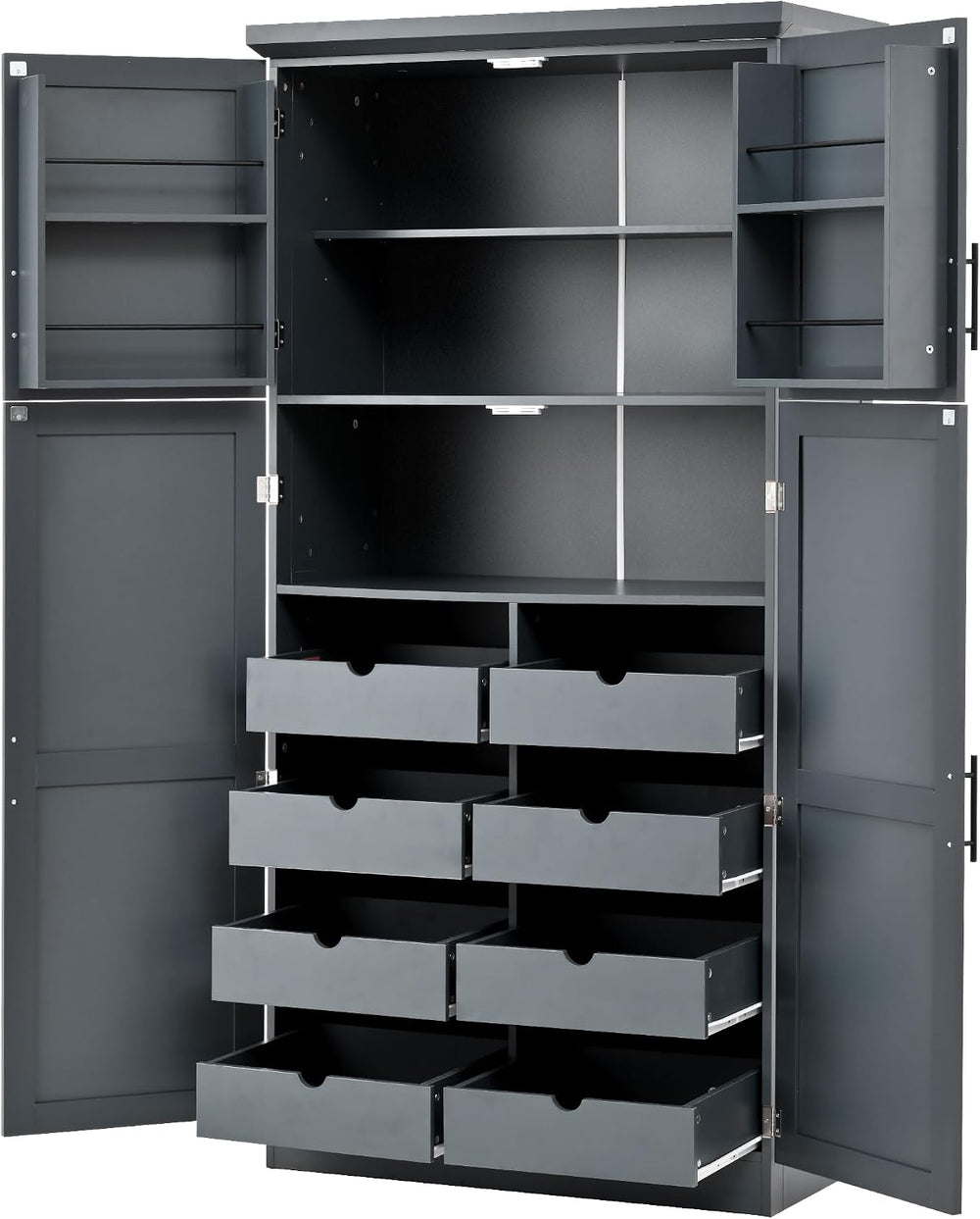 SOFTSEA Freestanding Kitchen Pantry Cabinet, Tall Storage Cabinet with Adjust...