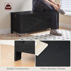 47.2" Toy Chest, Sturdy Entryway Storage Chest with Safety Hinge, Retro Toy Box, Wooden Look Accent Furniture for Living Room, Bedroom, Black SCBK48801