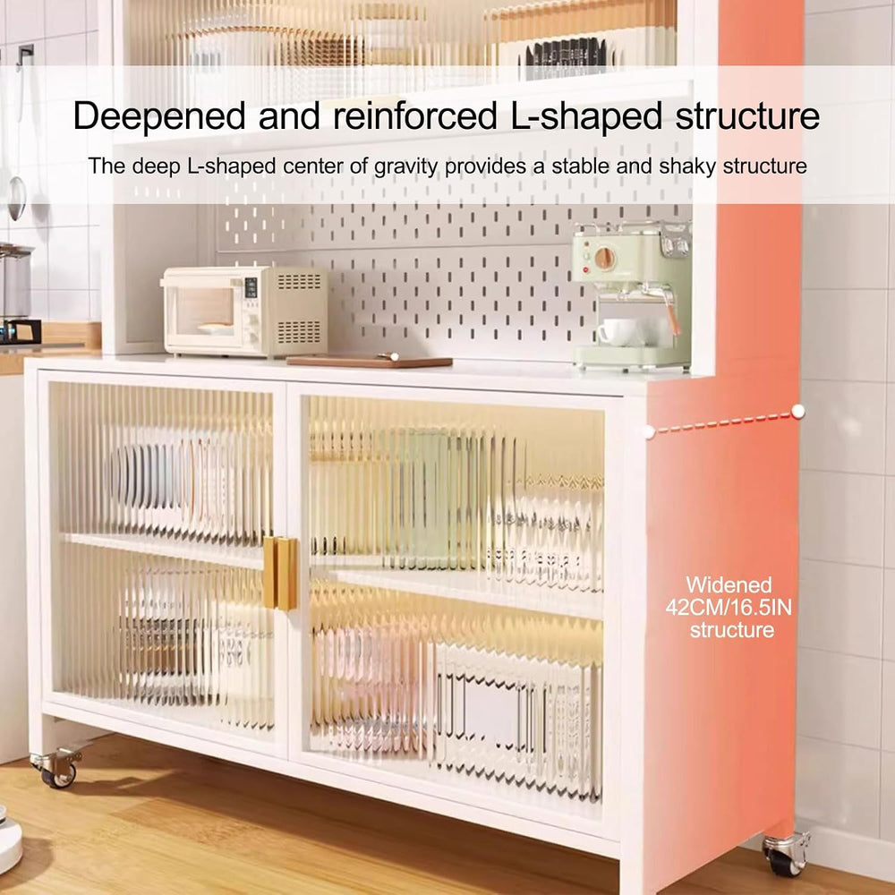 Farmhouse Pantry Cabinet, Wide Kitchen Hutch Cabinet with Large Countertop, C...