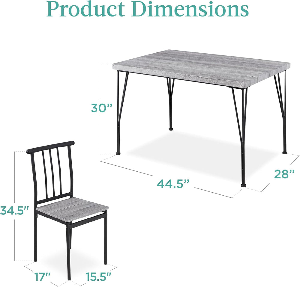 Best Choice Products 5-Piece Metal and Wood Indoor Modern Rectangular Dining ...