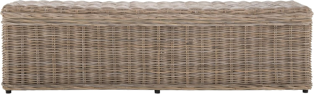 SAFAVIEH Furniture - Caius Rattan Trunk - Grey - Rattan - Coastal Woven Desig...