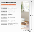 GISSAR Full Length Mirror Jewelry Cabinet, 6 LEDs Jewelry Armoire Wall Mounted Over The Door Hanging, Jewelry Organizer Storage with Lights Lockable, White Surface with Beige Lining, 14.6" x 47.2"