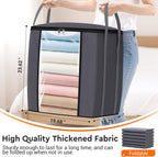 120L Extra Large Clothes Storage Bags, Foldable Blanket Storage and Organization, Thick Fabric Containers with Reinforced Handles & Zippers for Clothing, Comforters, Bedding, Gray, 2 Pack