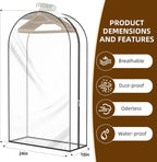 Clear Garment Bags for Hanging Clothes, 4-Pack, 2x40"+2x50" | Upgraded thickened clear garment bags with 10" gusset for closet storage of shirts, coats, dresses