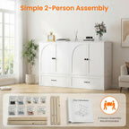 CECER Queen Size Murphy Bed with Storage & Charging Station,Multi-Functional Murphy Cabinet Bed with Mattress Included for Bedroom/Guest Room/Small Space,Easy Assembly -White | Murphy Bed Queen with 2 Storage Drawers,Cabinet Bed with Built-in Multi-Port