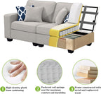 Legend Vansen Modular Sectional Sofa L Shaped Couch with Ottoman Modern Reversible Corner Sectional Couch for Living Room