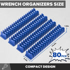 80PCS Modular Wrench Organizer Wrench Holder - Wrench Tool Organizers for Tool Drawer Storage, Wrench Storage Set with Metric & SAE Label, Wrench Rack Tool Gift for Professional Mechanics Men, Blue