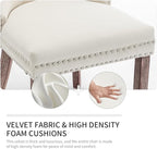 Velvet Dining Chairs Set of 6, Upholstered Dining Room Chairs with Nailhead Trim, Sillas de Comedor Modernas 6, Wooden Kitchen Chairs for Dining Room, Living Room, Kitchen, Bedroom, Beige