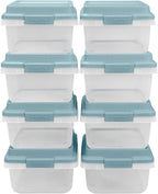 Hefty HI-RISE 18 Qt Plastic Storage Bins with Lids, 8 Pack Clear Stackable Containers with Secure Latching Handles, Under Bed Storage Boxes for Clothes, Shoes, Toys, Closet Organization
