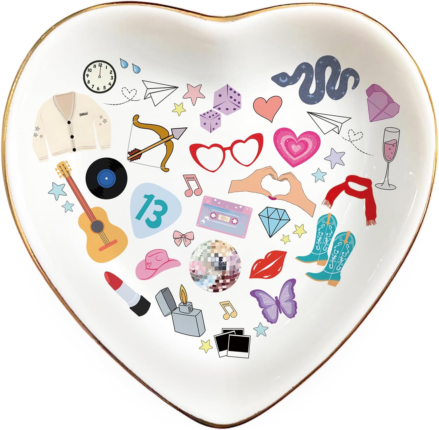 Singer Inspired Ring Dish, Ceramic Jewelry Tray for Music Fans, Birthday Gift for Girls Women, Gifts Idea for Christmas, Friendship Fun Presents, Trinket Rings Earrings Necklaces Key Decorative Dish