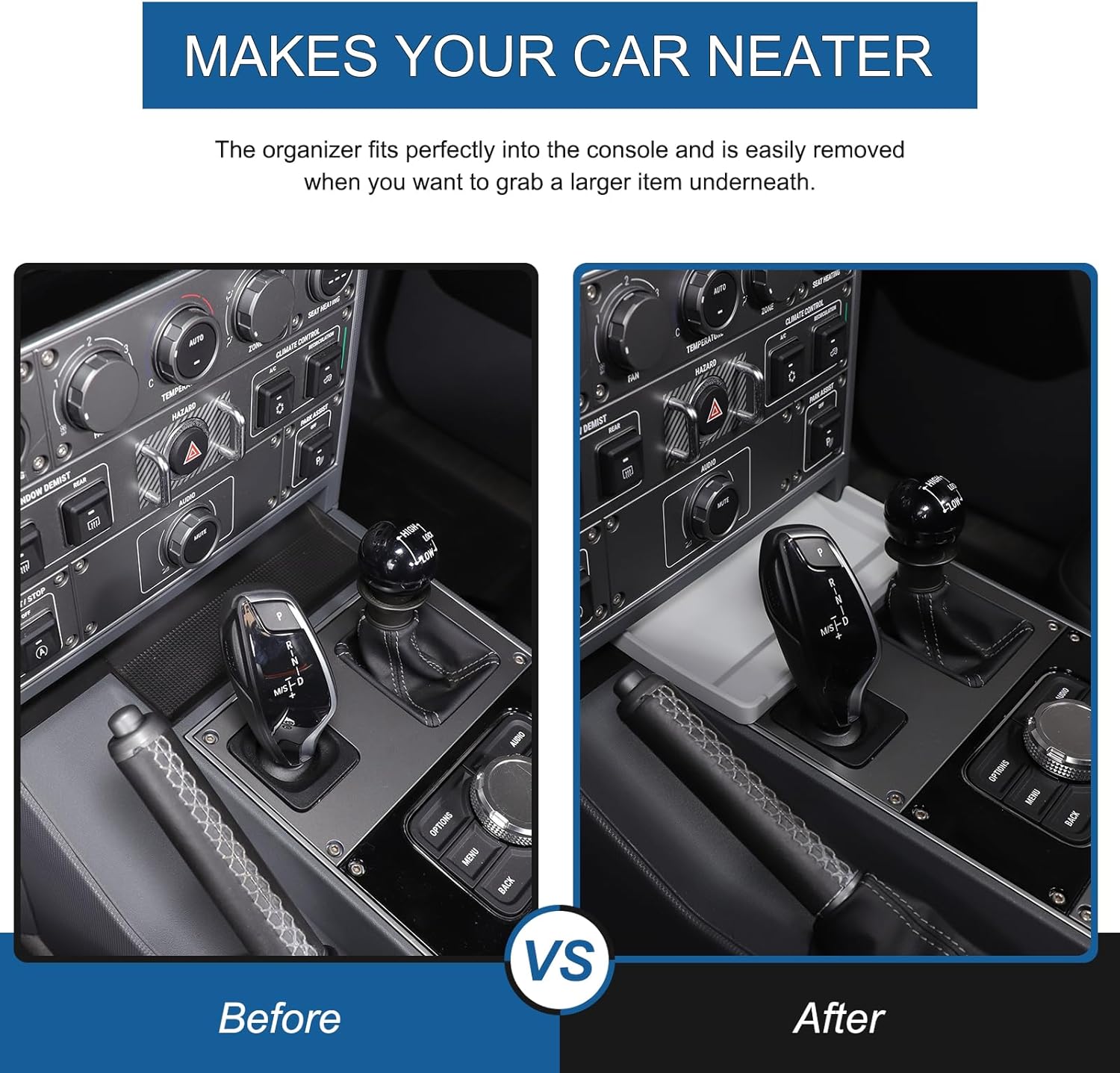 Gear Shift Center Console Front Tray Organizer Compatible with INEOS Grenadier 2020-2024, Center Console Organizer Insert Tray Accessories (Gray)